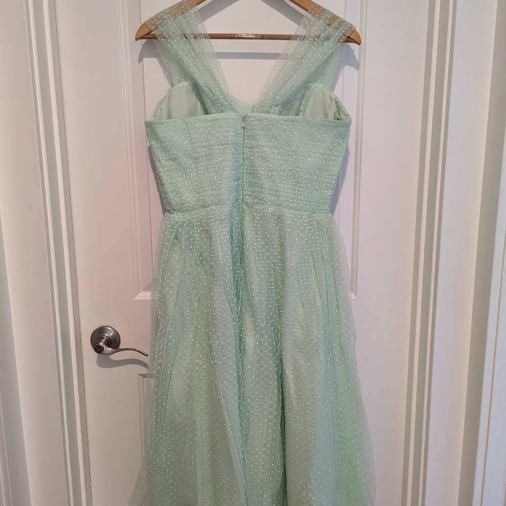 Unique Vintage Mint Green Polka Dot Dress - Picture 3 of 7
